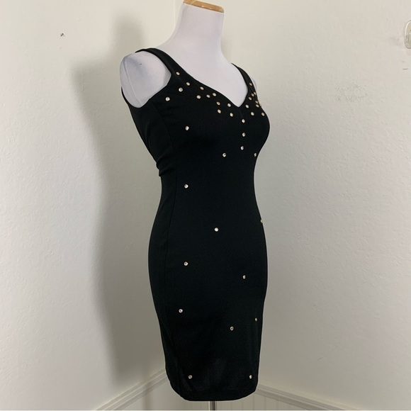 Vintage Moda International 90s Y2K Studded jeweled crystal Bodycon Mini Dress XS - Picture 5 of 16